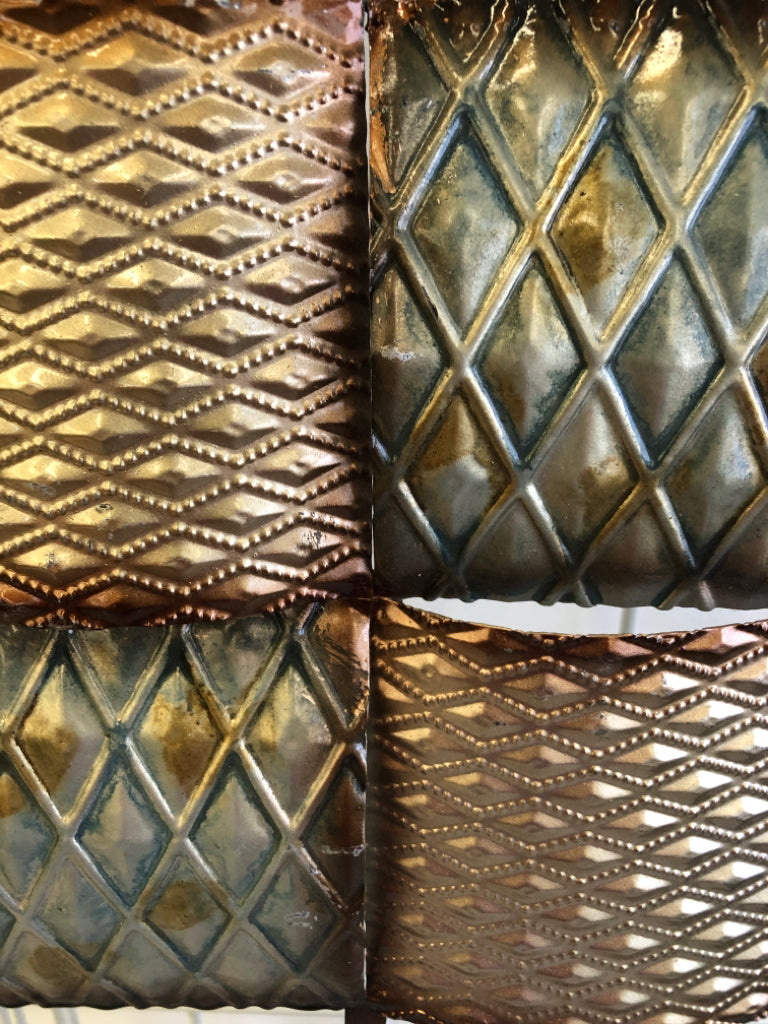 METAL SQUARE PATTERN WALL ART.