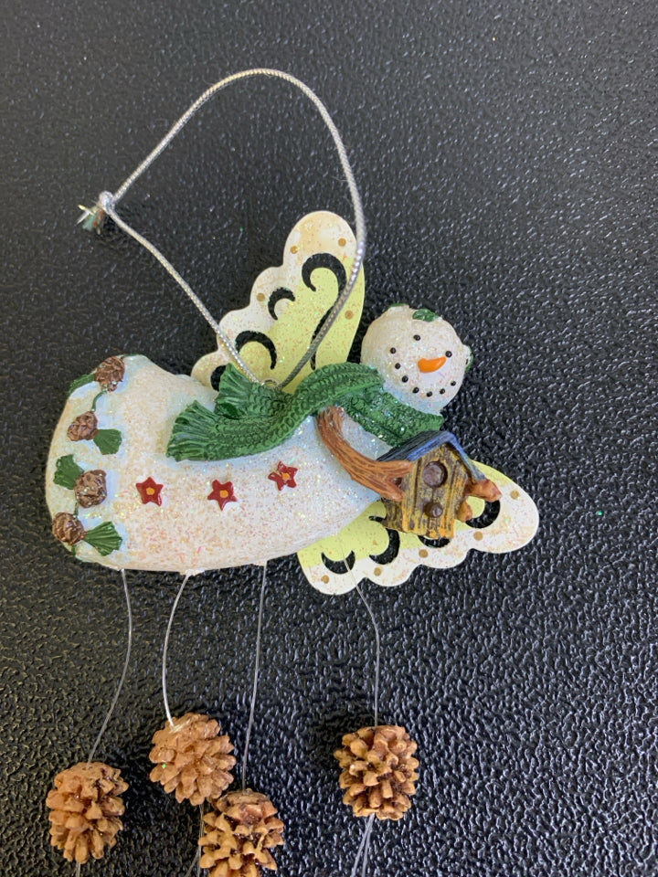 NIB SNOWMAN ANGEL WIND CHIME ORNAMENT.