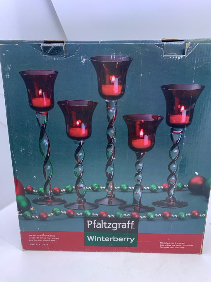 5PC PFALTZGRAFF WINTERBERRY TEA LIGHT SET - IN BOX