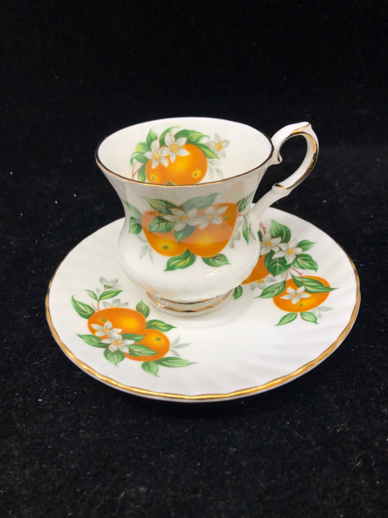 VTG ORANGE FRUIT "FLORIDA CHANGES" CUP/SAUCER.