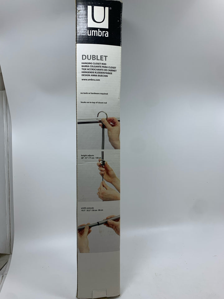 NIB UMBRA DUBLET HANGING CLOSET ROD.