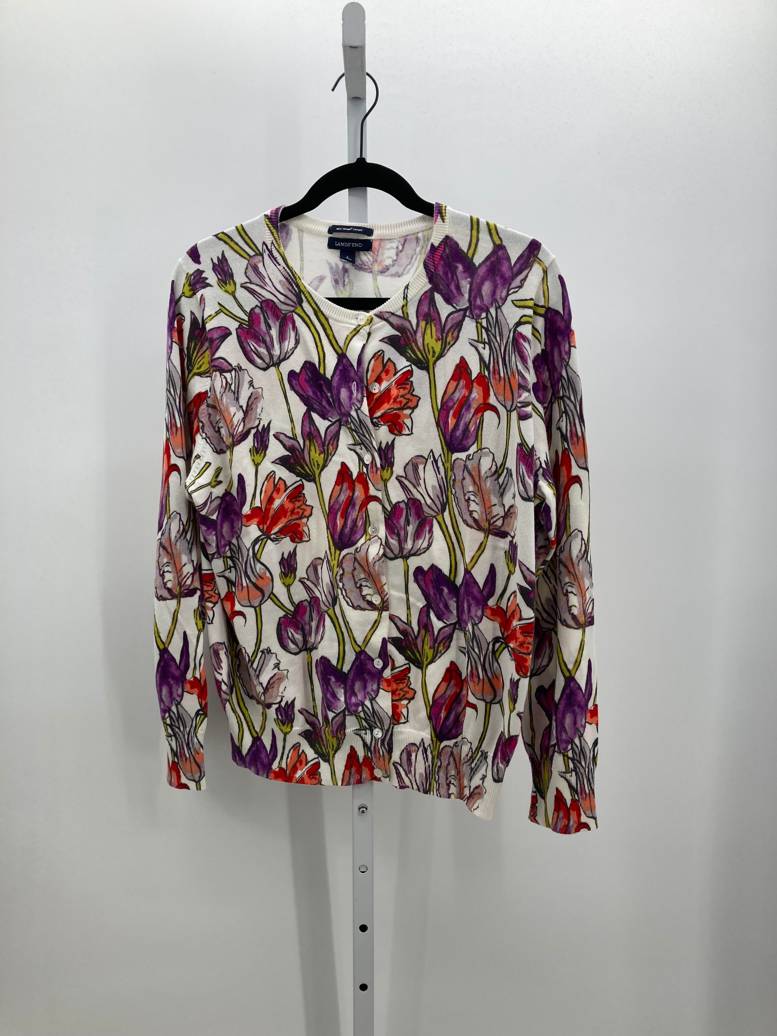 Lands End Size Large Misses Long Slv Sweater