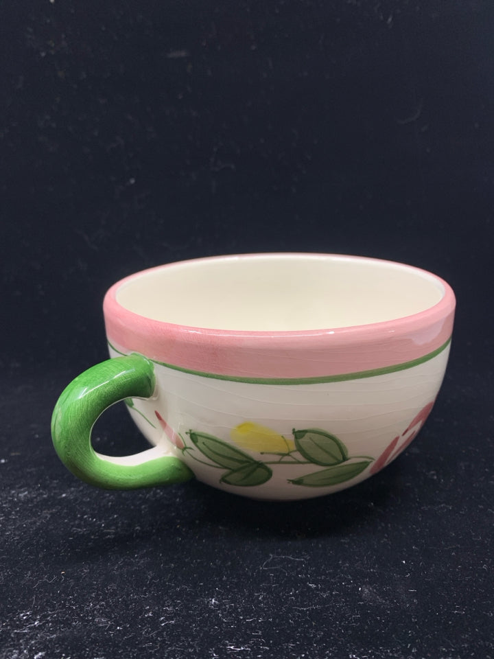 PINK AND GREEN FLORAL 3 PC TEA FOR ONE SET.