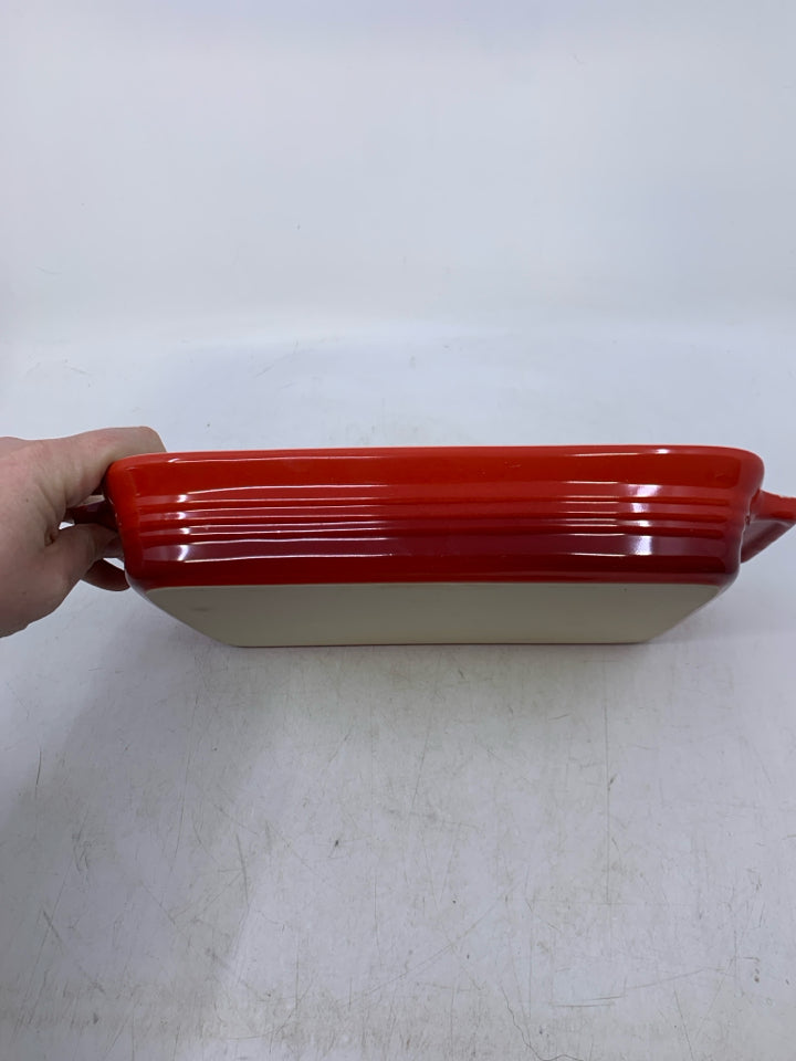 RED OMBRE CASSEROLE DISH.