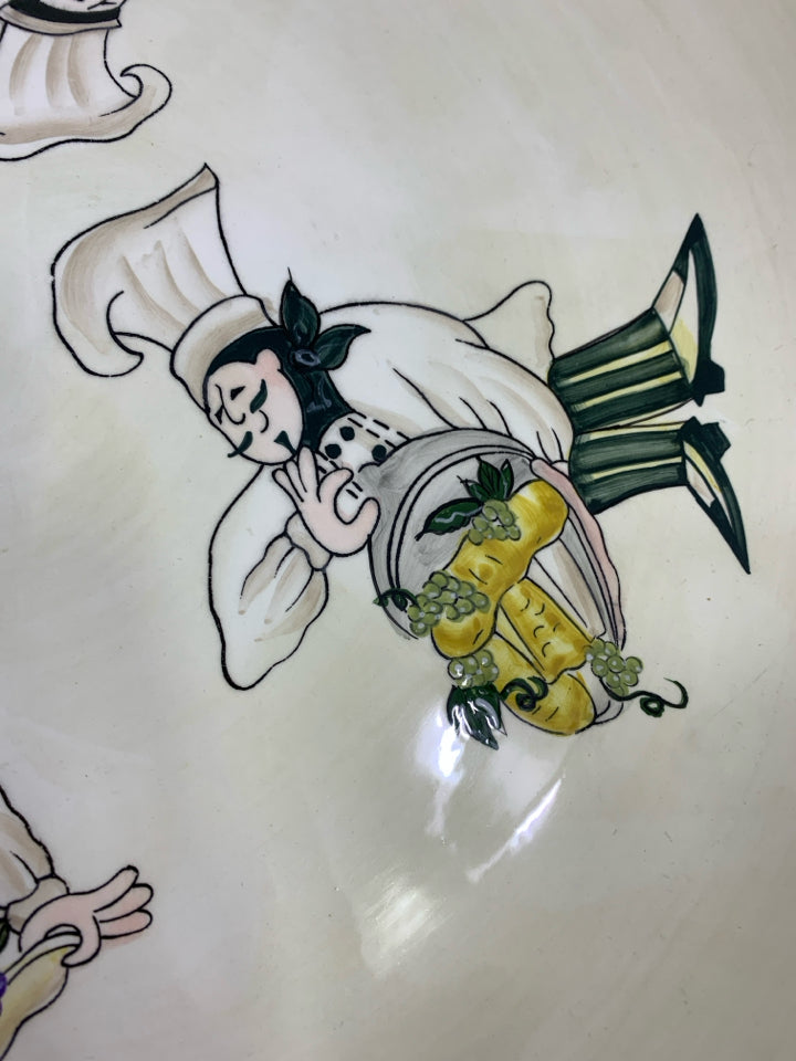 SONOMA ITALIAN CHEF SERVING BOWL W/MAROON EDGE.