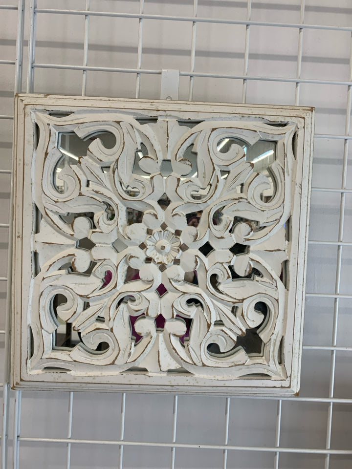 WHITE WOODEN DECOR WALL PANEL.