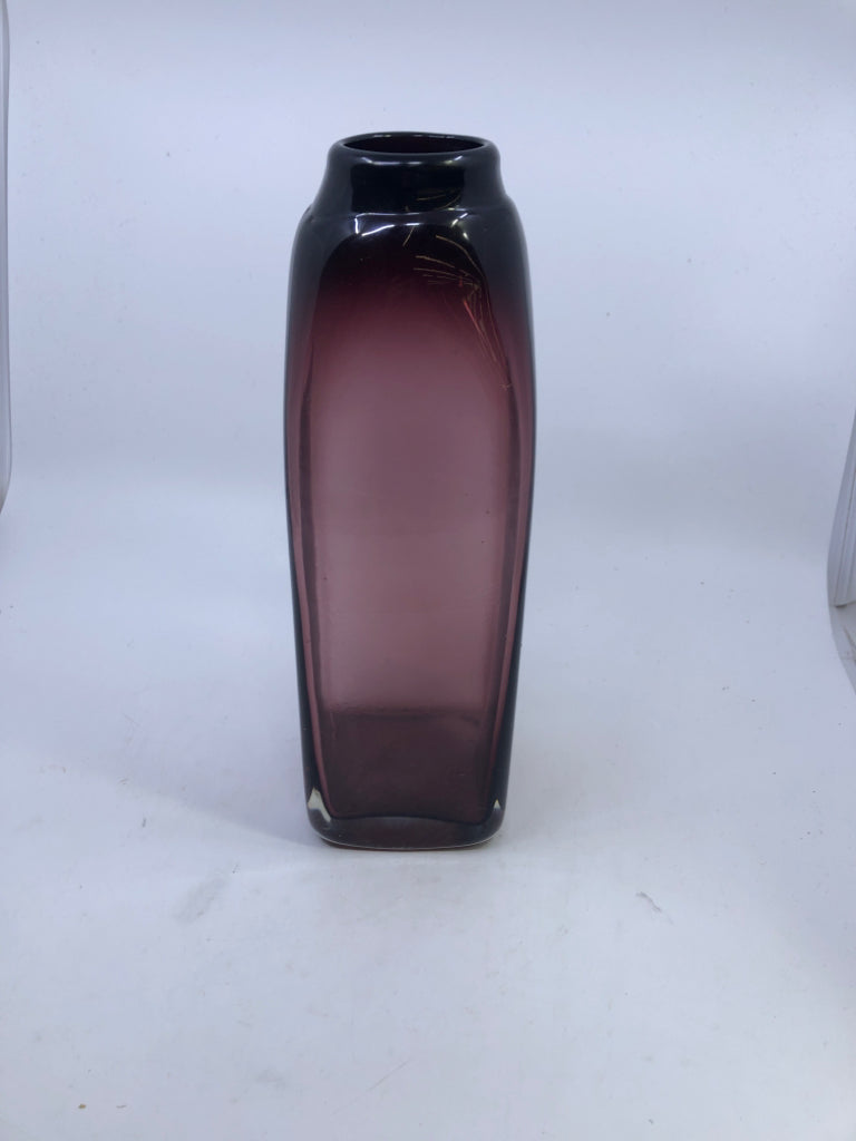 HEAVY DARK PURPLE VASE.
