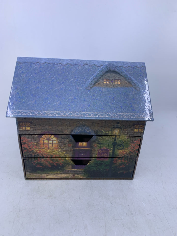 PAPER HOUSE W/ LIFT TOP 2 DRAWERS ENVELOPE STORAGE.