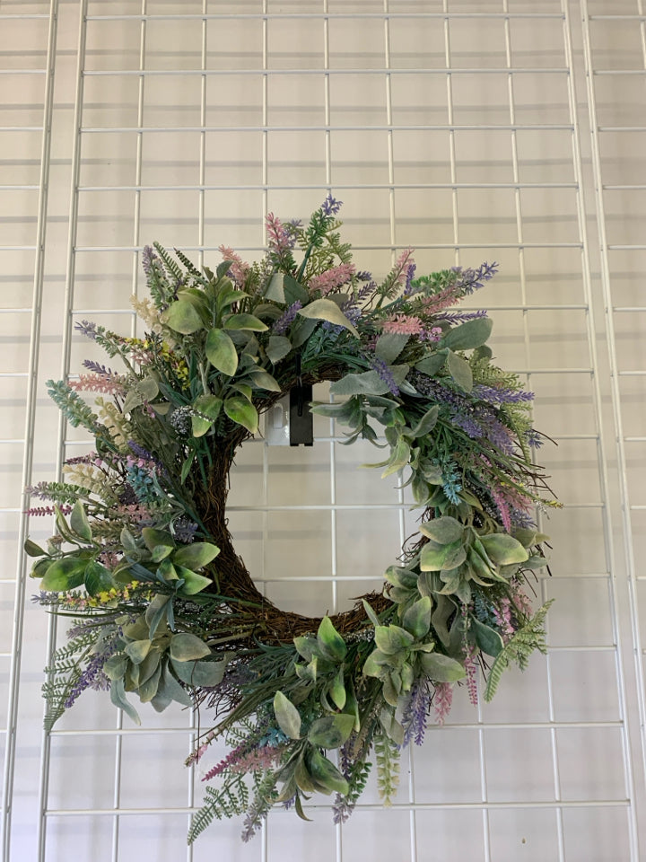 FAUX LAVENDER WREATH.