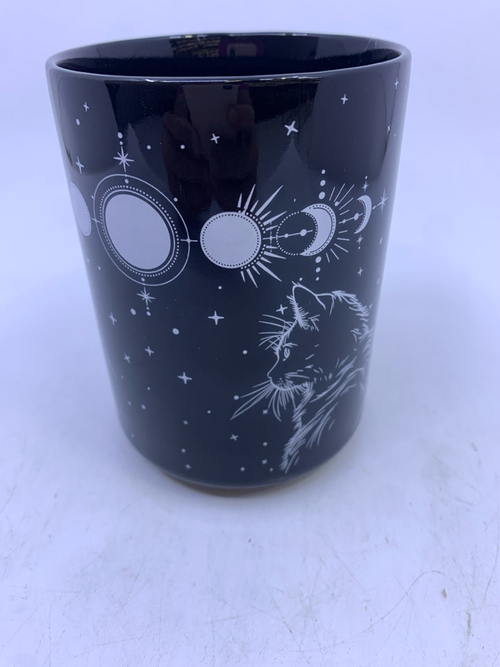 BLACK CAT AND MOONS COFFEE MUG.