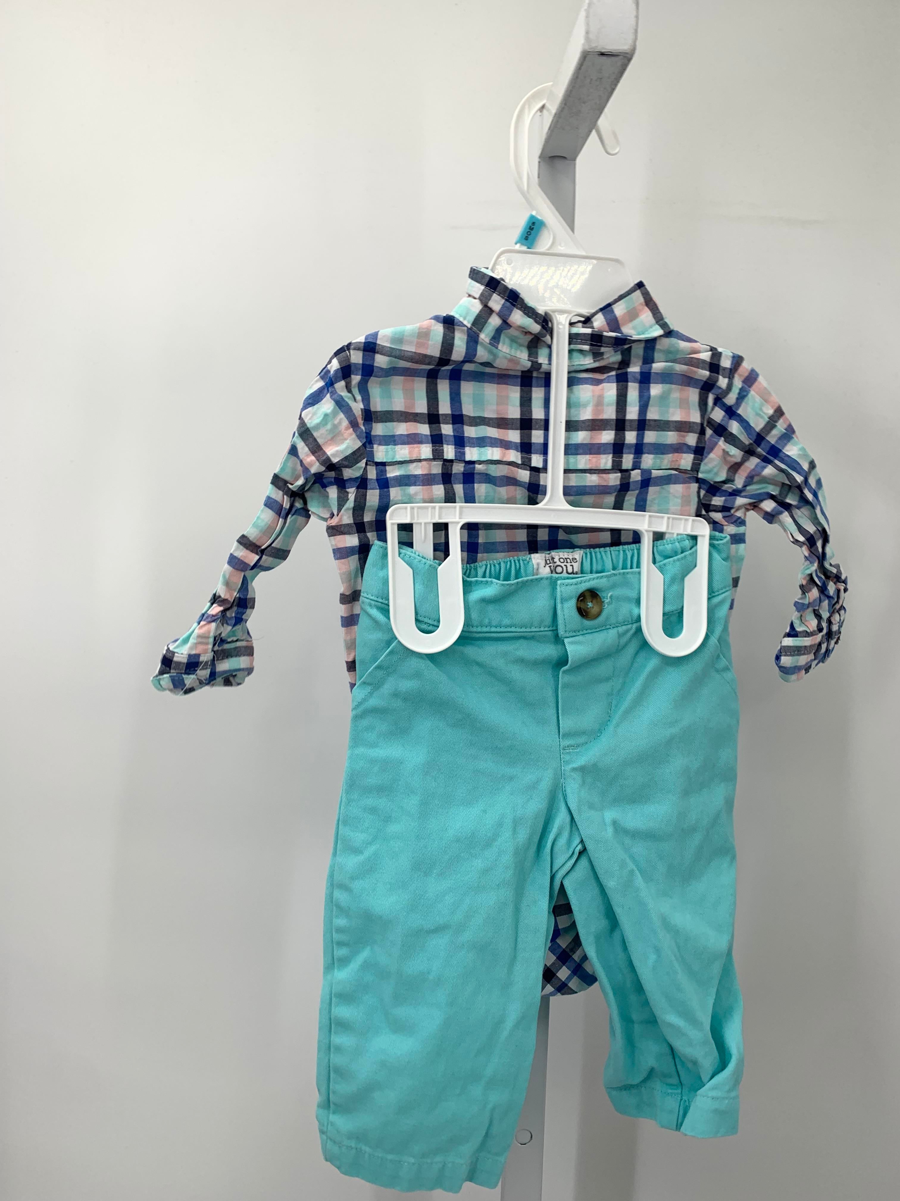 PLAID SHIRT AND BLUE PANTS