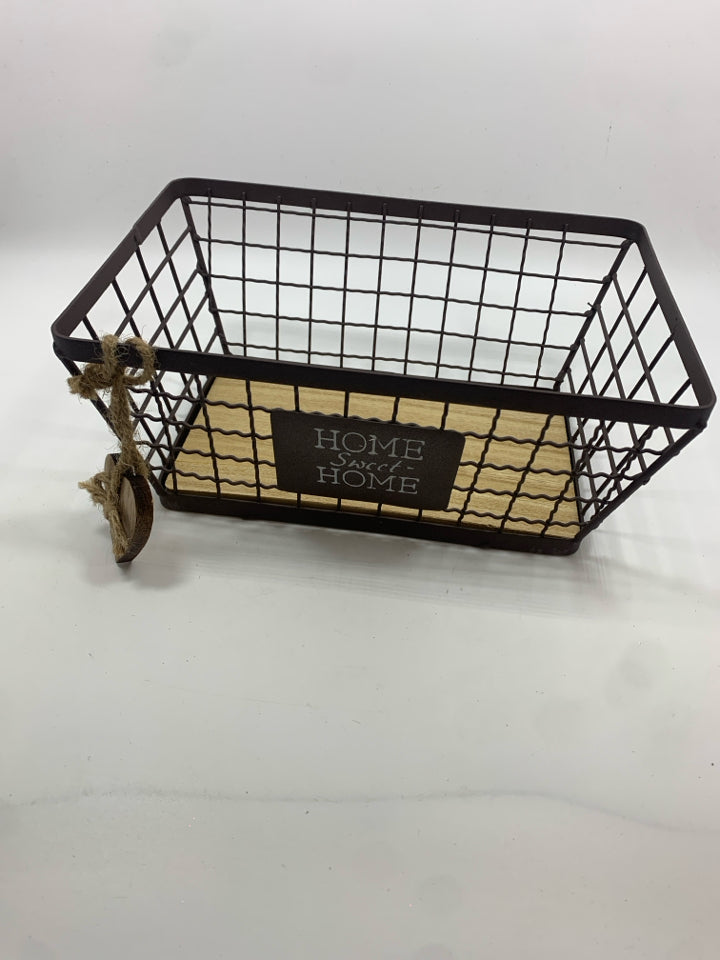 BROWN METAL BASKET "HOME SWEET HOME".