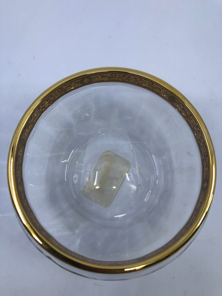 SHALLOW LENOX CLEAR BOWL W /GOLD BAND.