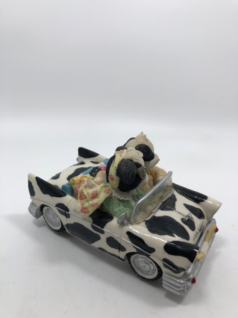 "I'VE GOT MOO IN THE FRONT SEAT OF MY HEART" MARY MOO MOO CAR FIGURINE.