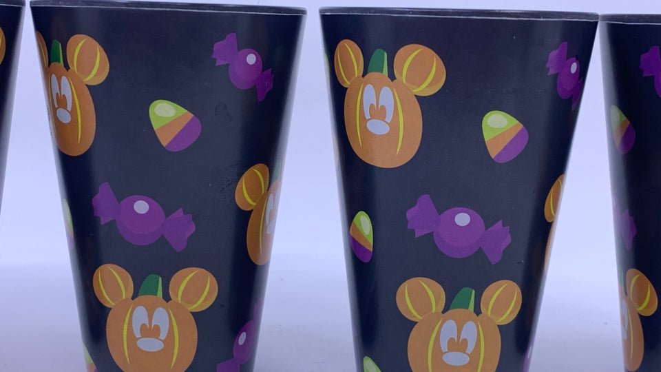 4 MICKEY PUMPKIN GLASSES.