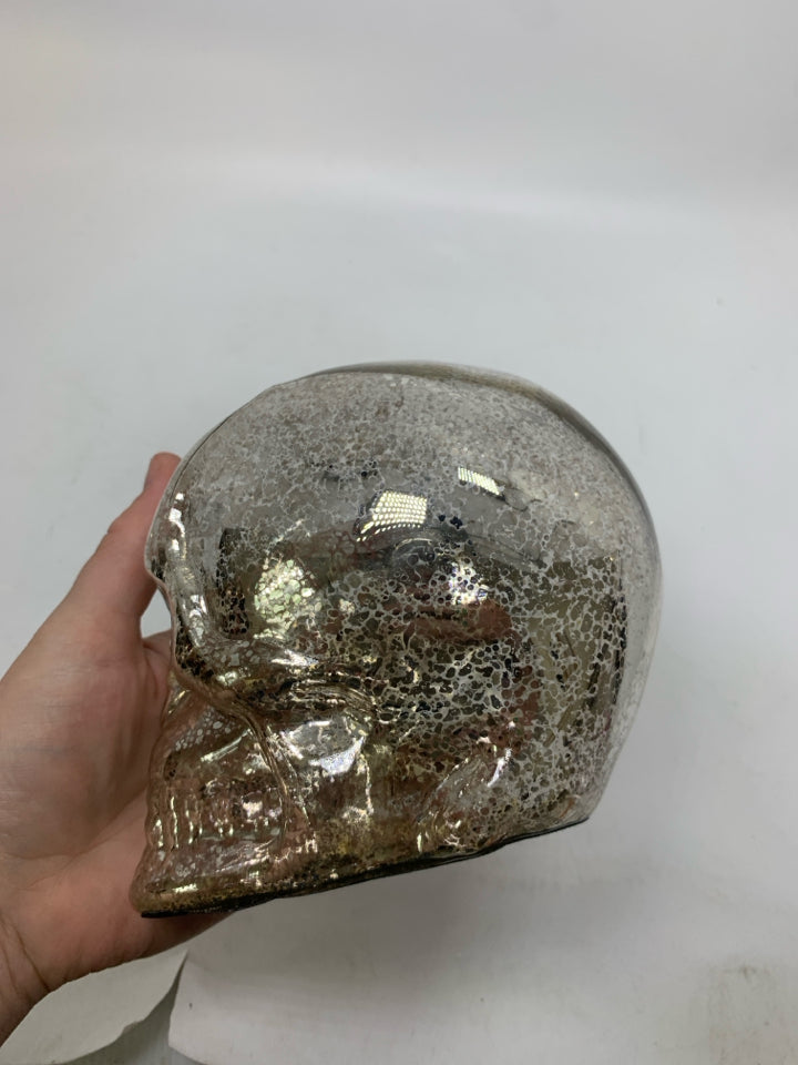 MERCURY LIGHT WEIGHT HOLLOW GLASS SKULL.
