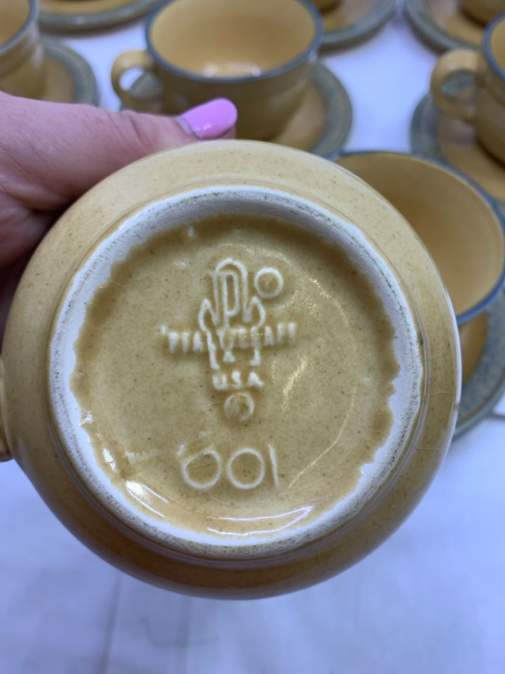 SVC 8 BLUE AND TAN CUP/SAUCER SET.