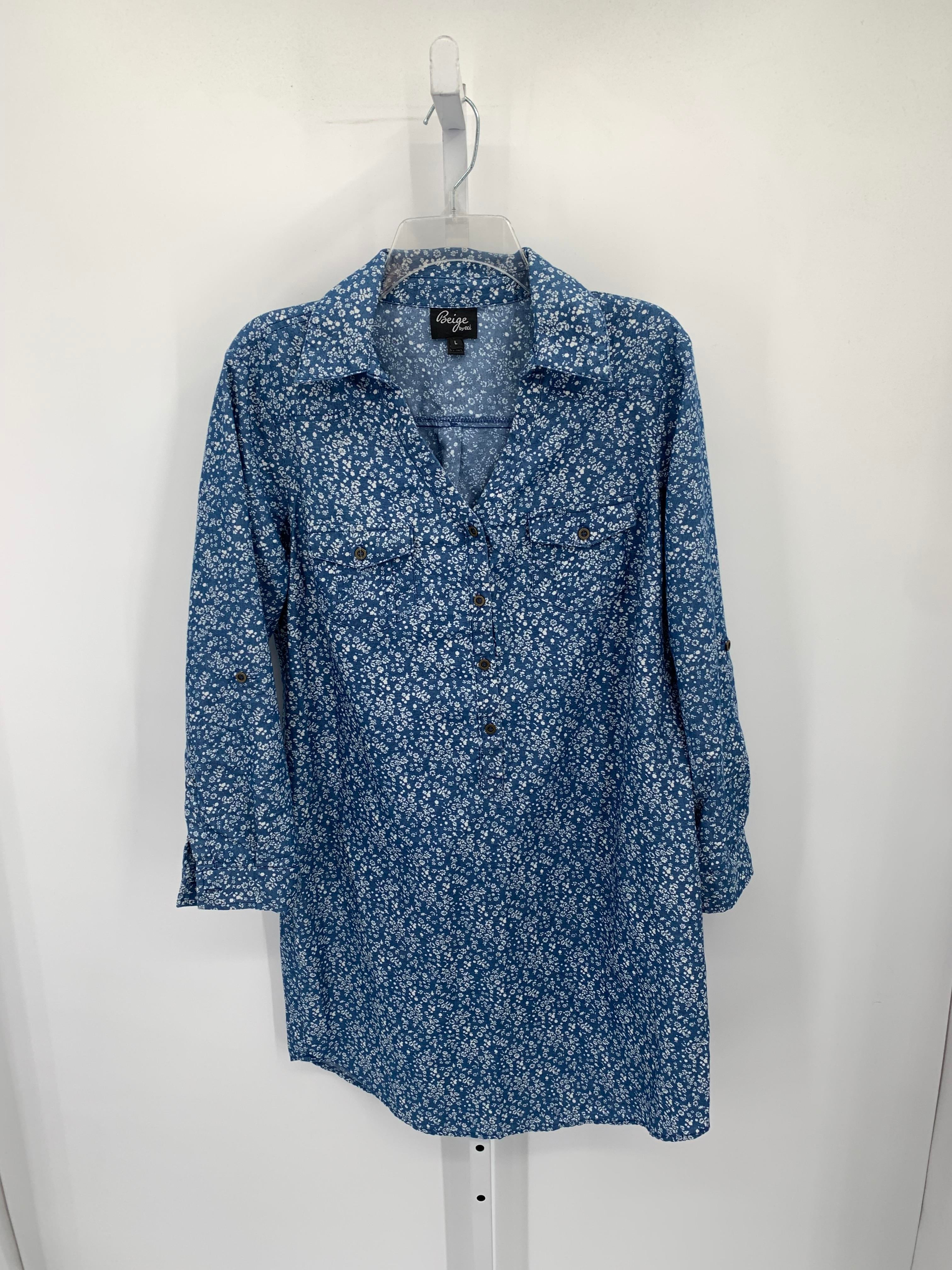 eci Size Large Misses Long Sleeve Dress