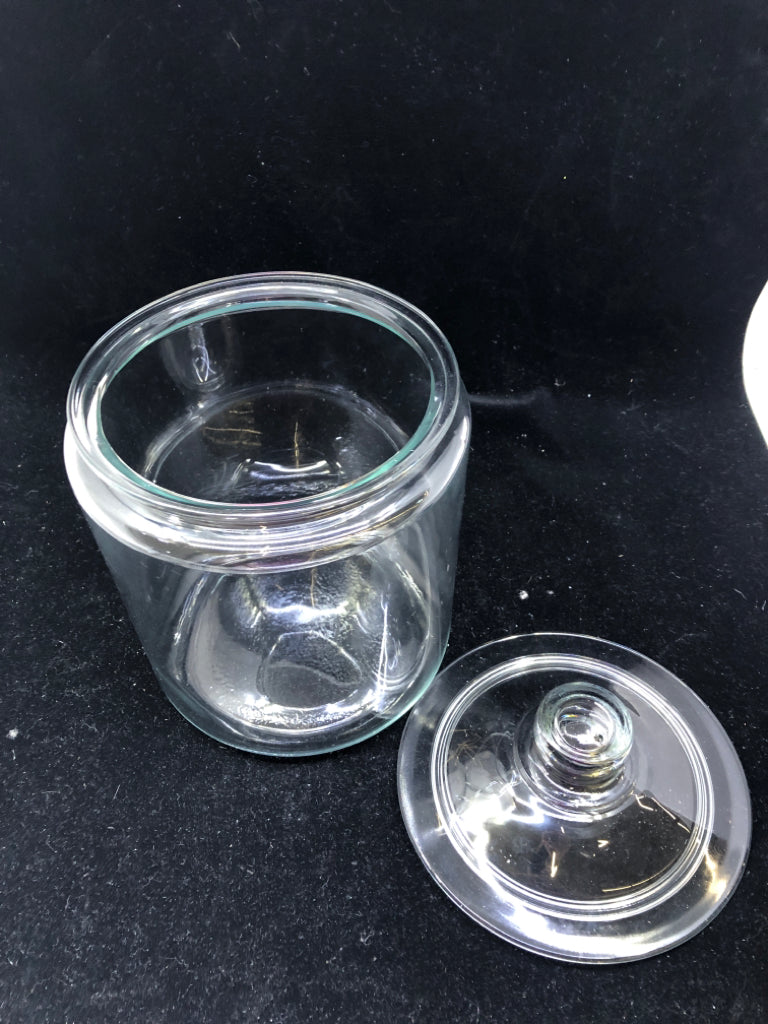 LARGE GLASS CANISTER JAR W LID.