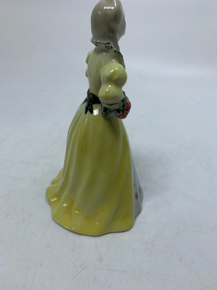 VTG VICTORIAN WOMAN FIGURINE YELLOW DRESS "OLD LONDON" GOLDSCHEIDER.