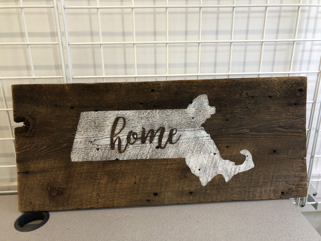 WOODEN MASSACHUSETTS HOME SIGN.