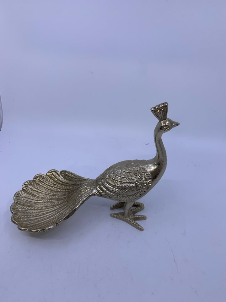 GOLDEN METAL PEACOCK BOWL.