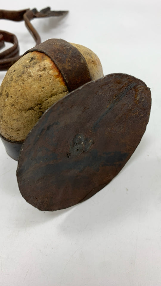 ROCK & BIRD METAL SCULPTURE.