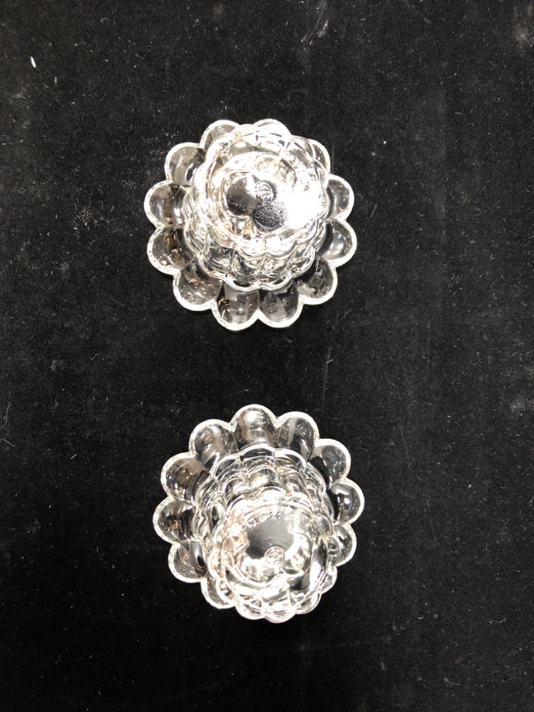 2 ITALIAN GLASS FLOWER SHAPED VOTIVE HOLDERS.