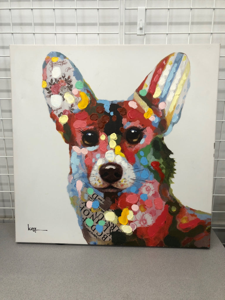 COLORFUL CORGI DOG CANVAS PRINT.