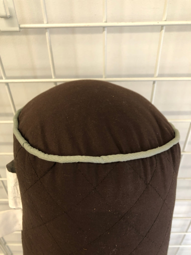 DARK BROWN ROUND BOLSTER PILLOW.