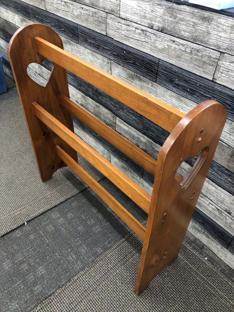 HEART-CUT OUT WOODEN QUILT RACK.