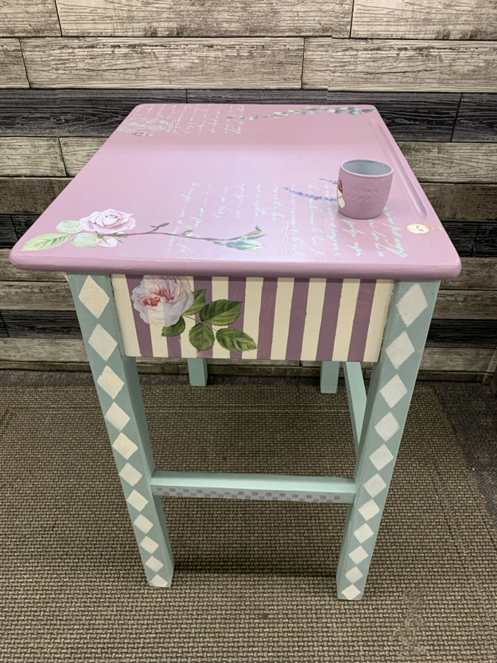 PURPLE AND BLUE KIDS PAINTED DESK.