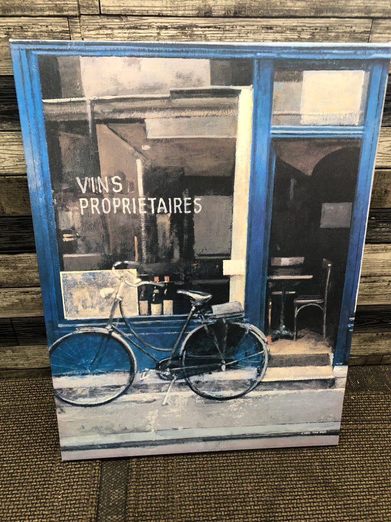 BLUE BICYCLE CANVAS WALL ART.