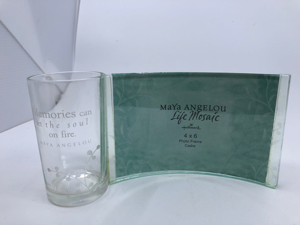 MEMORIES GLASS PHOTO FRAME +  VASE.