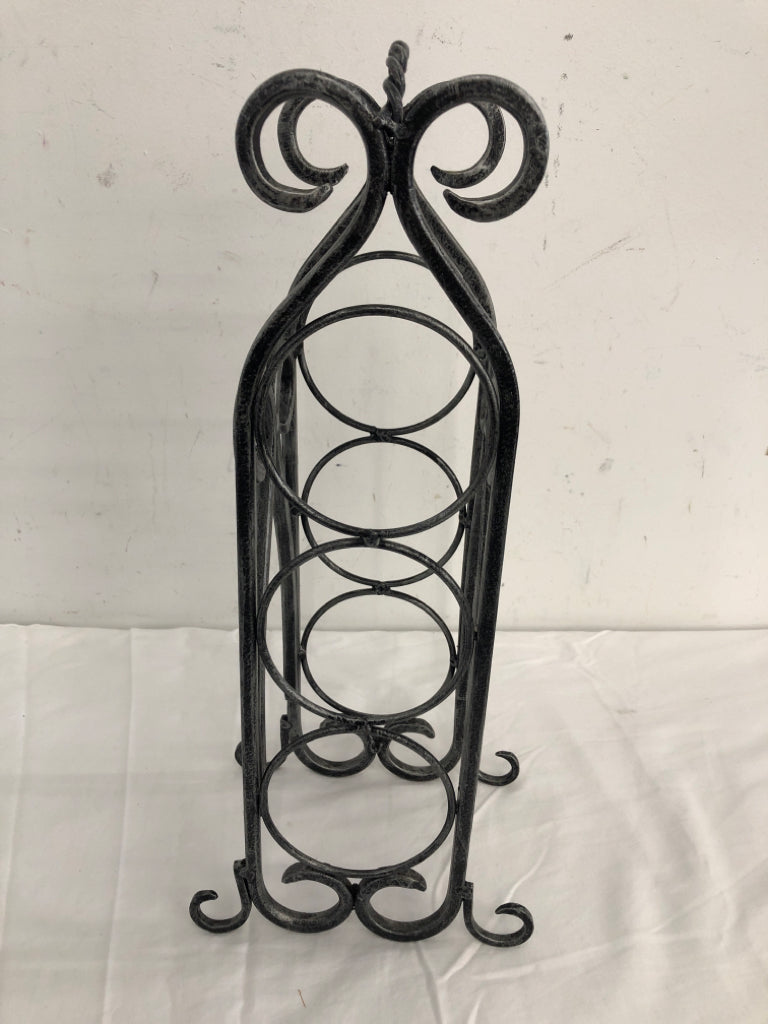 DISTRESSED SILVER WINE RACK.