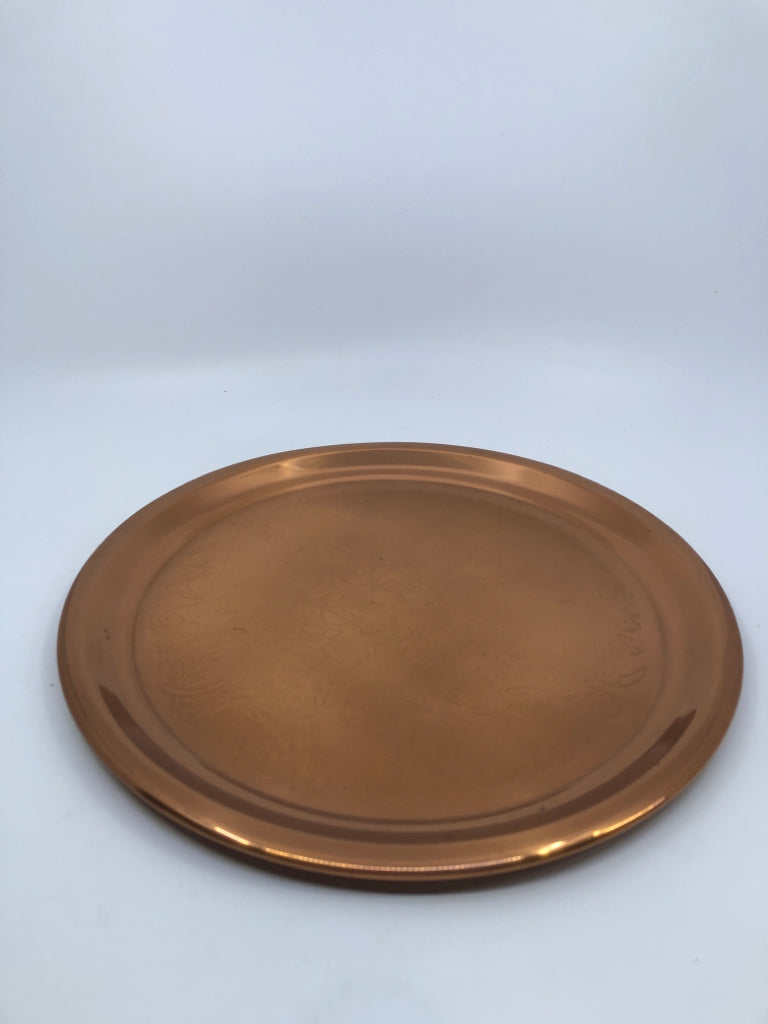 COPPER EMBOSSED FLORAL TRAY.