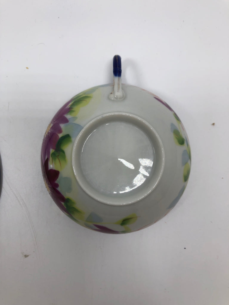 VTG BLUE FLORAL CUP/SAUCER.