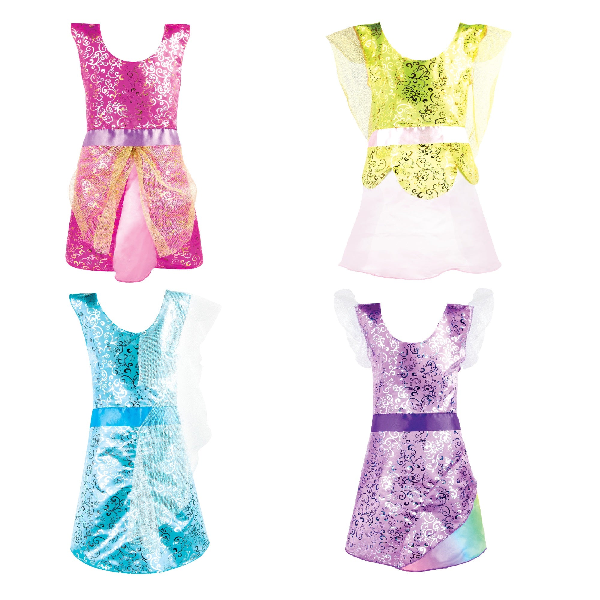 Adorbs Dress Party Pack  Pretend Play Dress up Costumes  4 Pack (Pink  Green  Bl