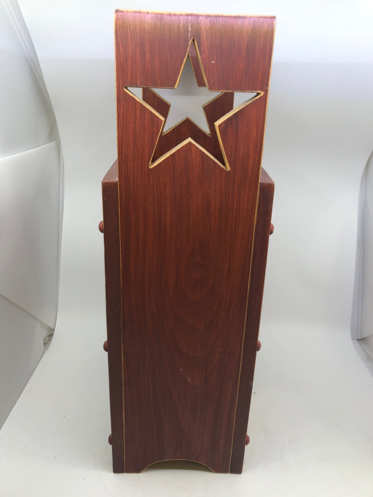 PRIMITIVE STYLE UMBRELLA HOLDER W/ STAR CUT OUTS.