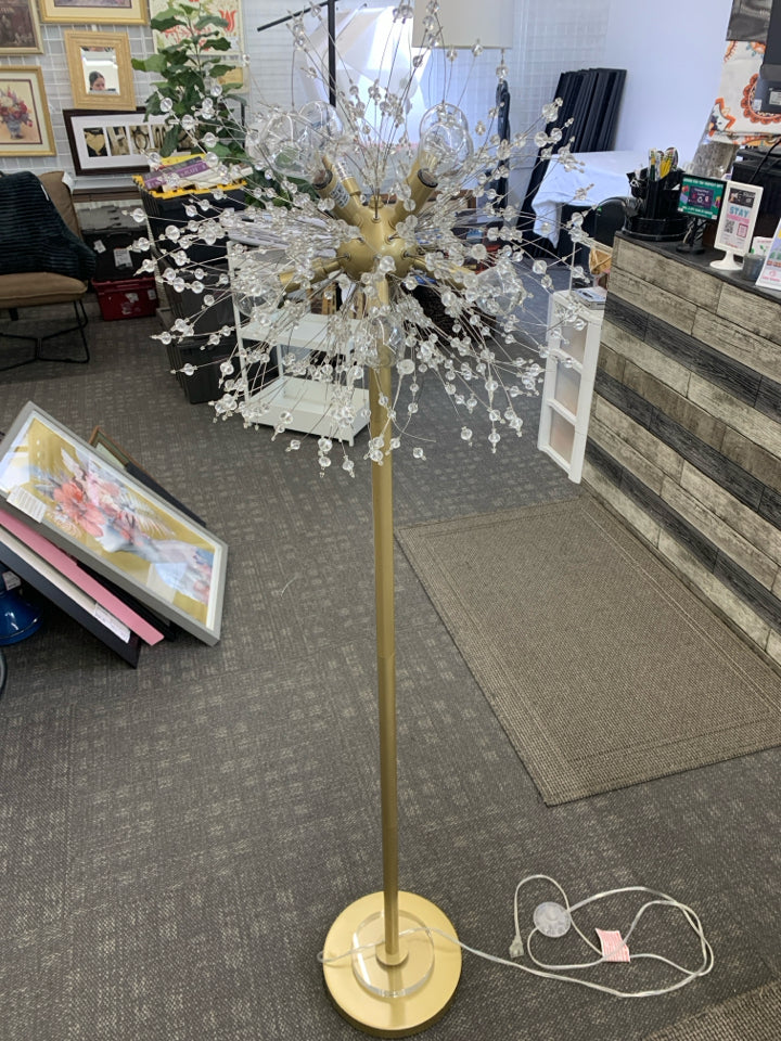 GOLD BASE STARBURST SPHERE LAMP.