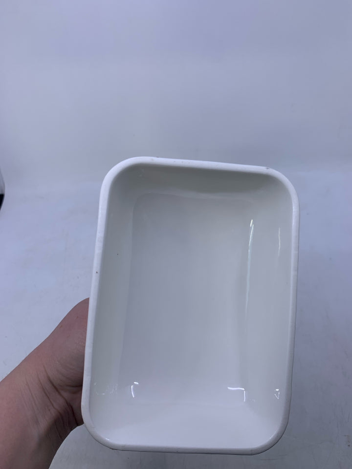 LARGE WHITE TEXTURED LID BUTTER DISH PORCELAIN.