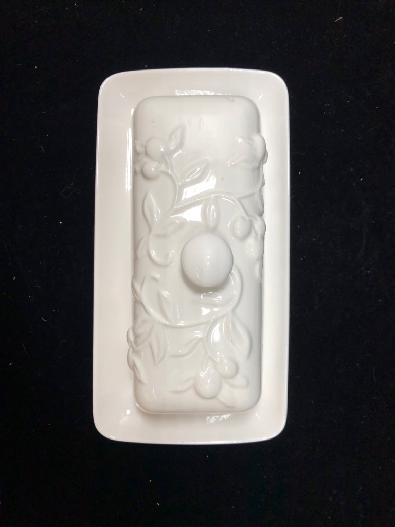 FLORAL BUTTER DISH W/LID-MASON NEUVE CERAMIC.