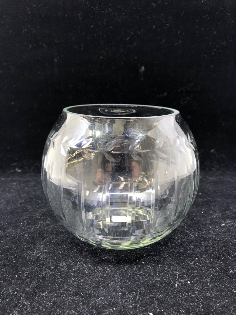 ETCHED FISH BOWL VASE.