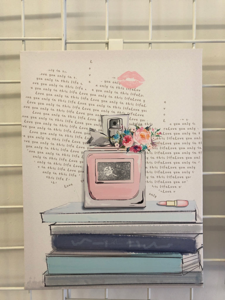 2- PERFUME + PURSE CANVAS WALL ART.