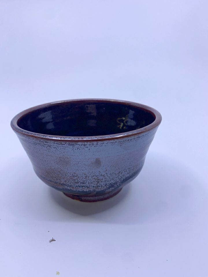 BROWN IRIDESCENT POTTERY PLANTER.