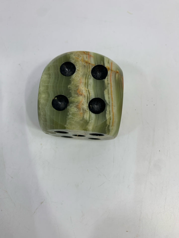 GREEN ONYX MARBLE DICE.
