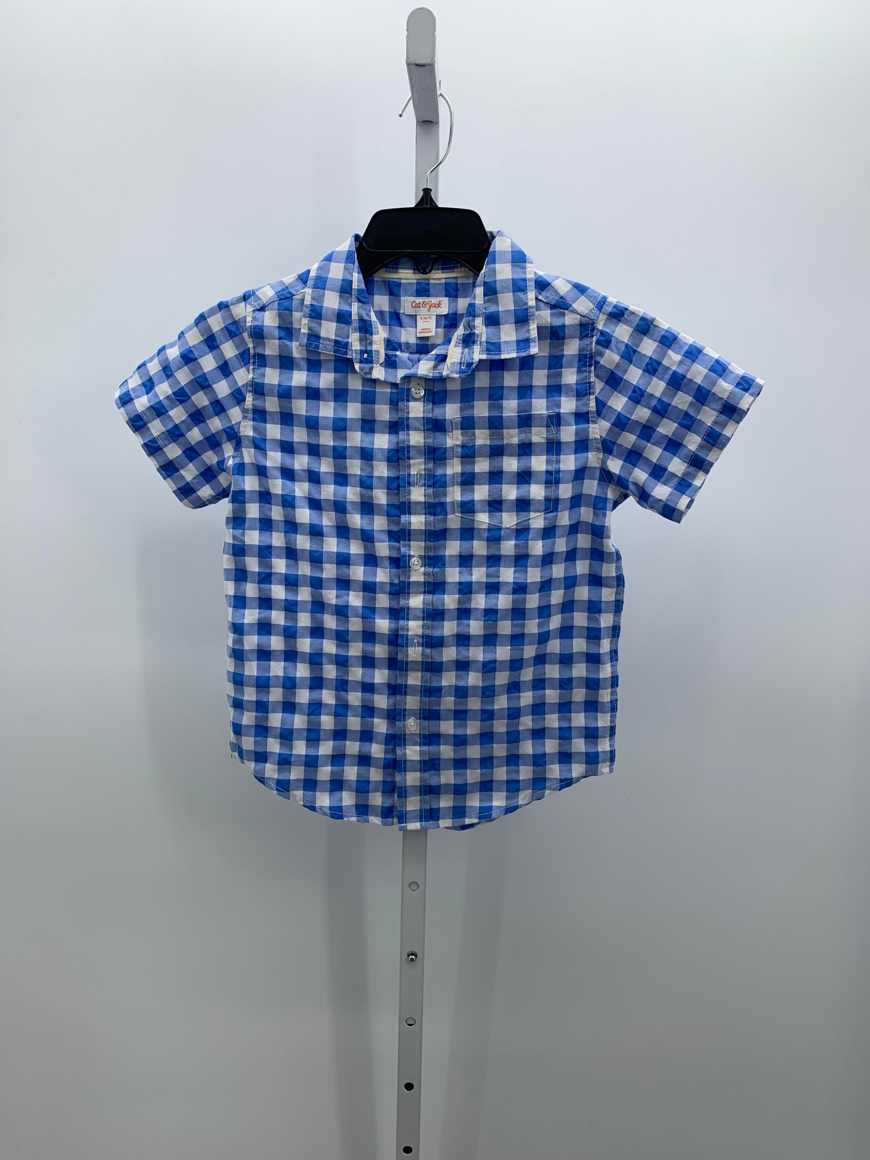 WHITE/ BLUE CHECK BUTTON DOWN