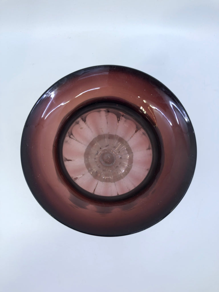 SMALL HEAVY FOOTED GLASS VASE/ CANDLE HOLDER.