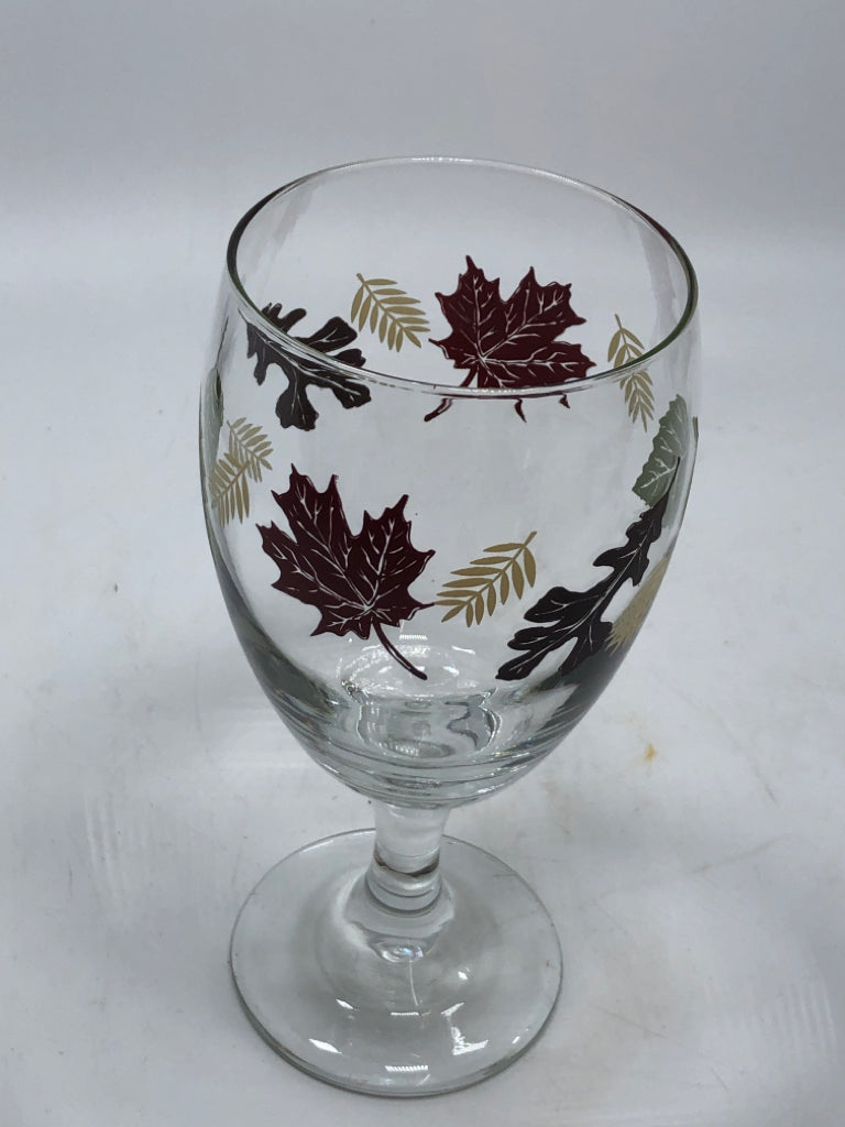 4 FALL LEAF WINE GLASSES.