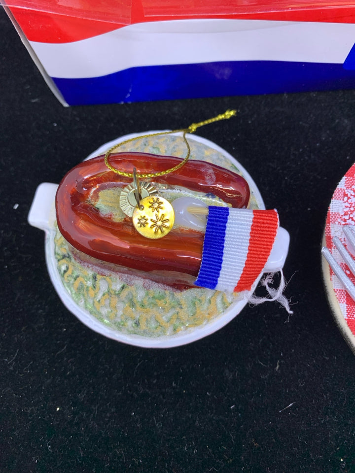 3 GLASS PASTRY ORNAMENTS FROM HOLLAND.